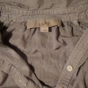 Loft Button collared PinStriped Long sleeve Top